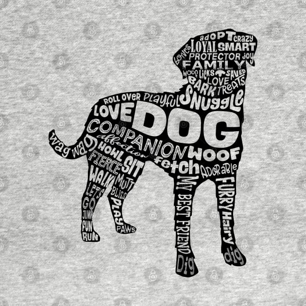 Dog Silhouette Word Cloud (Black) by Jitterfly